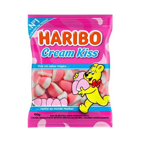 Bala de Gelatina Haribo Cream Kiss Embalagem 100G
