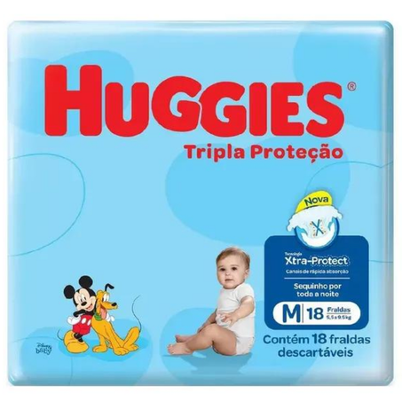 Fraldas huggies 16un medio tripla proteção
