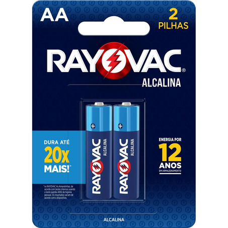 Pilha Rayovac Alcalina AA - Pequena - Com 2 Pilhas