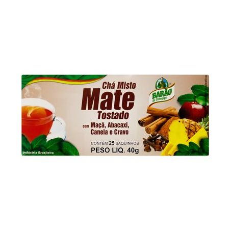 CHA MATE TOSTADO MAÇA ABACAXI E CRAVO 40G BARÃO 360-2