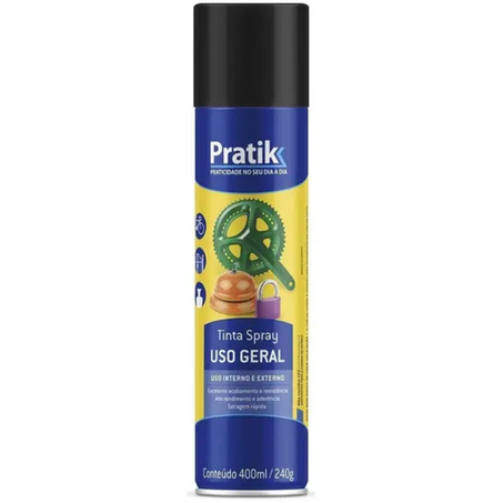 Pratik tinta spray preto fosco para uso geral interno 400ml