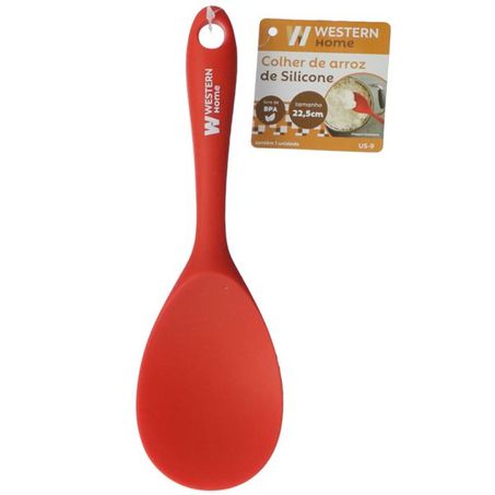 Colher de Arroz Gohan de Silicone Vermelho 22,5X6,5CM