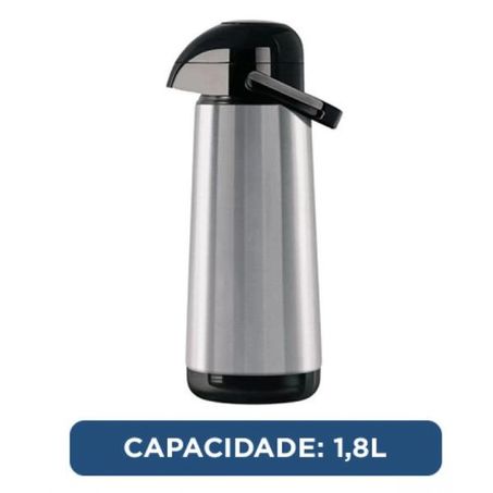 GARRAFA TÉRMICA 1,8L PUMP AÇO INOX TERMOLAR