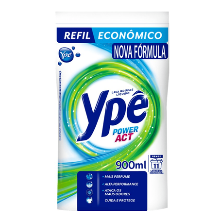 Lava roupas ype 900ml líquido power act refil