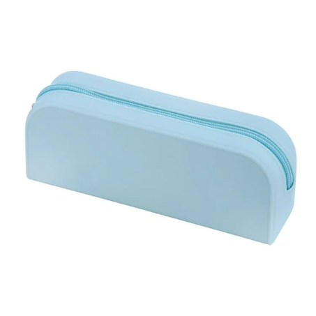 ESTOJO RETANGULAR SILICONE 1 ZÍPER AZUL PASTEL BRW