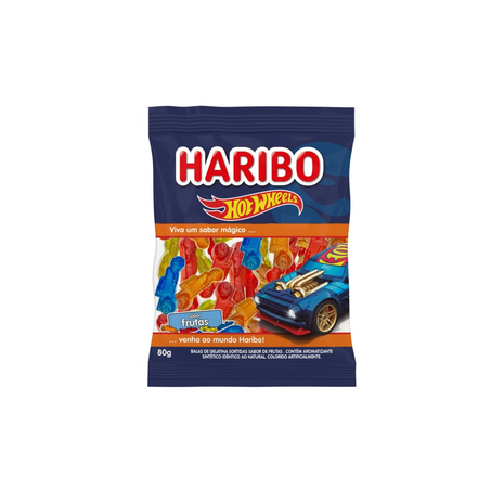 Bala de Gelatina Haribo Hot Wheels Frutas Pacote 80G