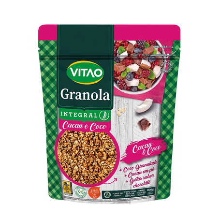 GRANOLA INTEGRAL CACAU E COCO 800G