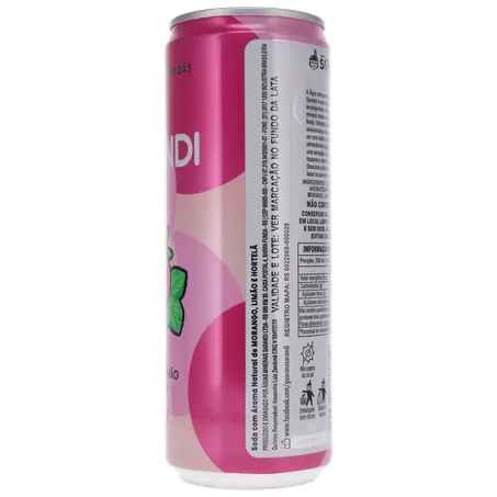 ÁGUA SABORIZADA COM GÁS SARANDI MORANGO, LIMÃO E HORTELÃ LATA 350ML 360-1