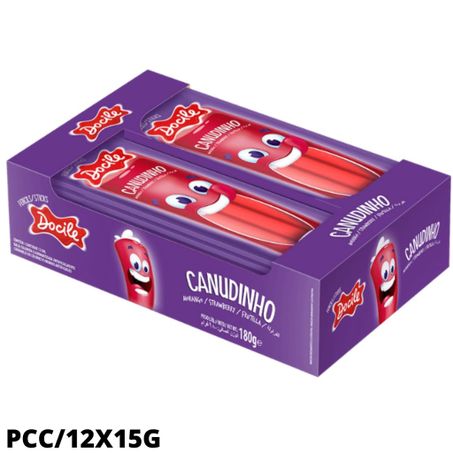 Bala canudinho docile pcc/12x15g morango