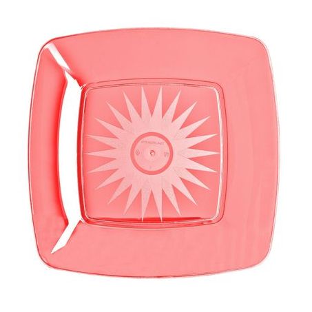 PRATO STRAWPLAST DESC. 15CM REDONDO VERM NEON C/10