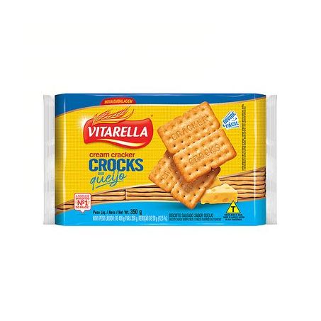 Biscoito Cream Cracker Queijo Vitarella Crocks Pacote 350G