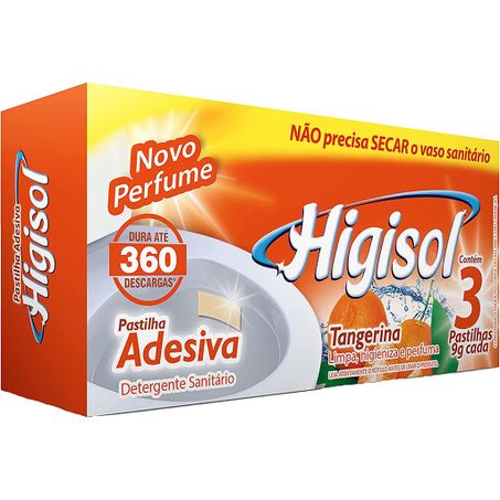 DESODORIZADOR SANITÁRIO HIGISOL PASTILHA TANGERINA 9G C/3
