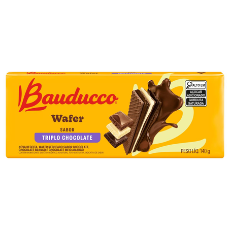 Biscoito Wafer Bauducco 140g - Triplo Chocolate