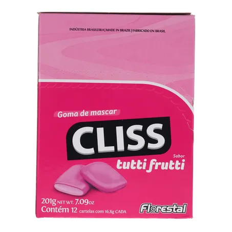 Goma de Mascar Cliss Tutti Frutti Caixa 201gr