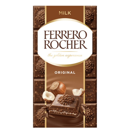 Chocolate em barra ao leite original ferrero rocher 90g