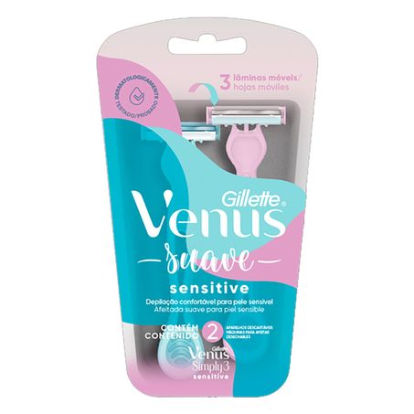 Aparelho de depilação gillette venus simply 3 sensitive c/2 un