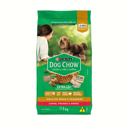 Racao dog chow caes adu. mini e peq. carne, frang. 1kg