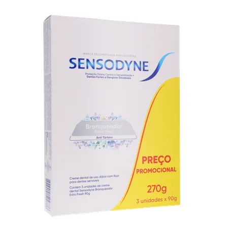 Pack Creme Dental Branqueador Extra Fresh Sensodyne Caixa Cada Leve 3 Pague 2 Unidades 90G 360-34