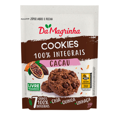 Biscoito Da Magrinha Cookies Integral Cacau Pacote 150G