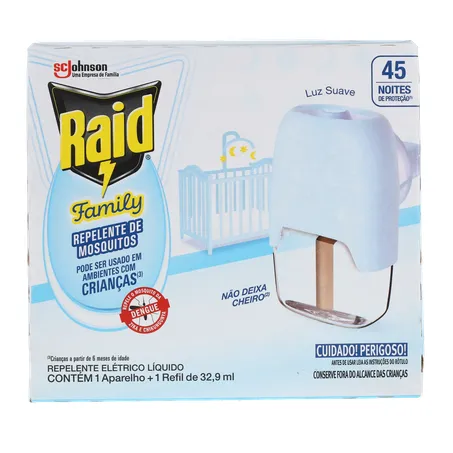 Repelente Raid Family Sem Cheiro Aparelho com Refil 32,9Ml