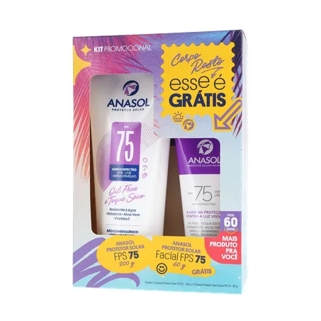 KIT PROTETOR SOLAR ANASOL FPS 75 200G + GRÁTIS PROTETOR SOLAR FACIAL FPS 75 60G 360-1