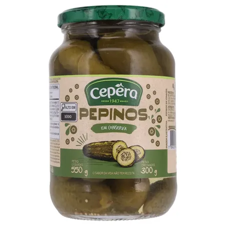 Pepinos em Conserva Cepêra Pote de Vidro 300gr 360-0