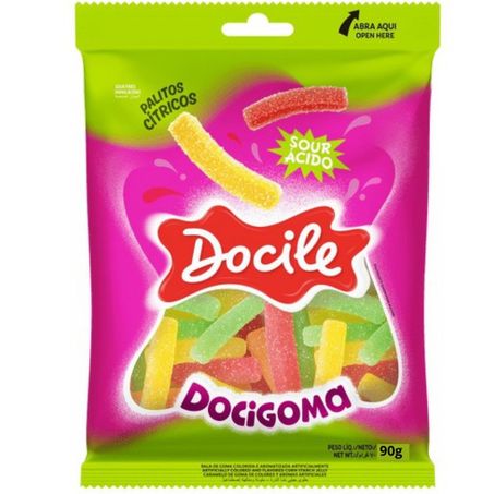 Bala goma docile 90g palitos citricos