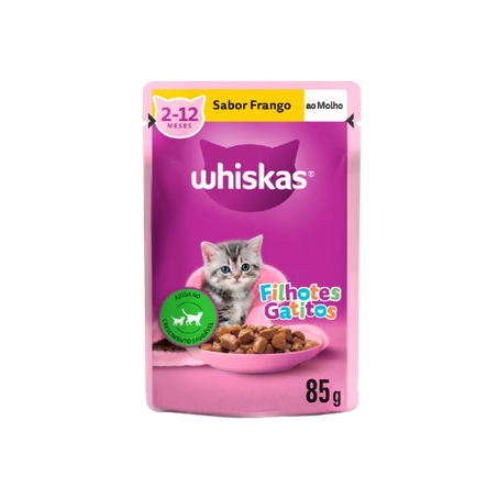 Ração whiskas filhotes molho de frango 85g