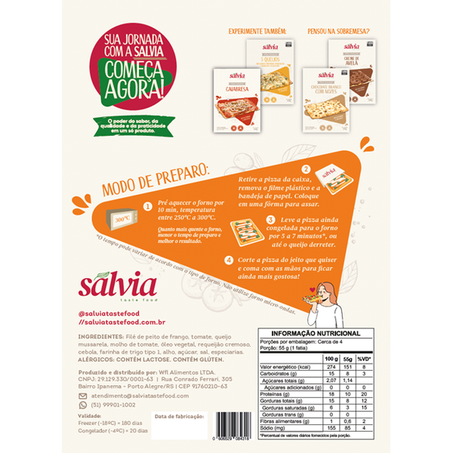 PIZZA SÁLVIA FRANGO C/REQUEIJÃO 250G 360-1