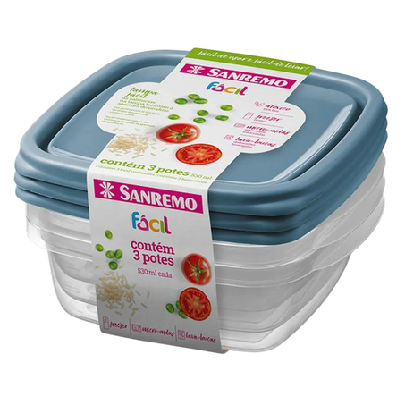 Conjunto para Mantimentos Sanremo 530ml - Com 3 Unidades