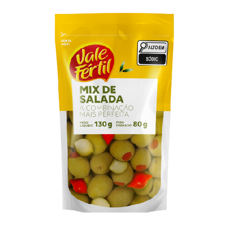 Azeitona Verde Vale Fértil Recheada Mix De Salada Sachê 130g