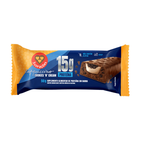 Barra de Proteína Cappuccino Cookies 50g - 3 Corações