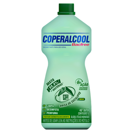 Álcool Líquido 46º INPM Brisa de Eucalipto Coperalcool Bacfree Frasco 1L
