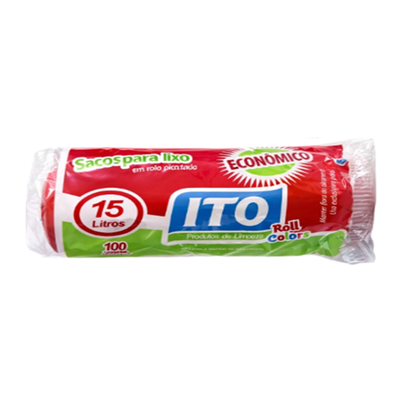 SACO LIXO ITO ROLL COLLORS VERMELHO ROLO 100X15L U