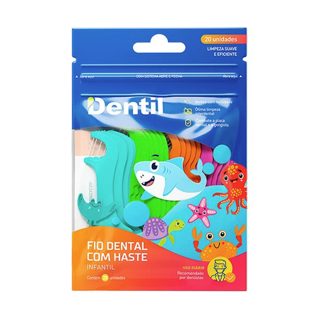 Fio dental dentil com haste kids c/20un