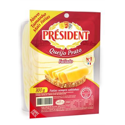 Queijo prato fatiado president 300g