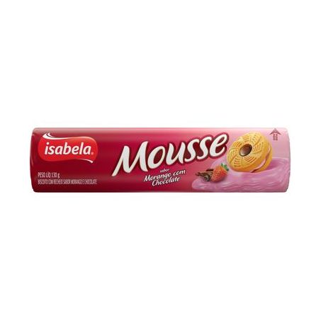 BISCOITO RECHEADO ISABELA MOUSSE MORANGO/CHOCOLATE 130G