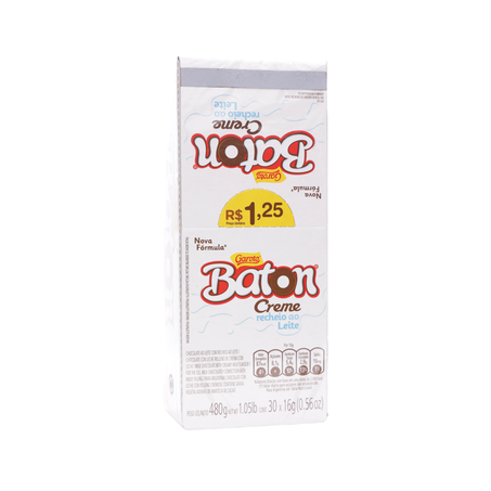 Choc baton garoto creme rech leite 30un 360-58