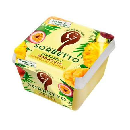 Sorvete italiano g7 abacaxi/marac/manga sem arom,baixa caloria, z/gl z/lac 480ml