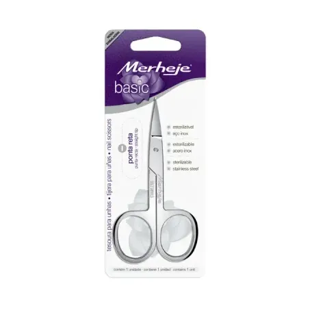 Tesoura merheje p/unha ponta reta inox*