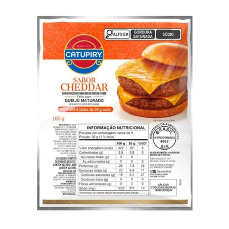 Queijo Procesado Cheddar Catupiry 160g C/8 Fatias