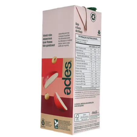 Bebida Base Soja Ades Frutas Maça 1l 360-22