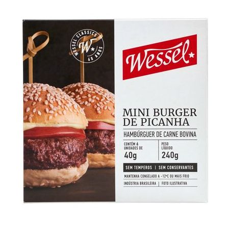 Hambúrguer de Carne Bovina Picanha Wessel Caixa 6 Unidades 240G
