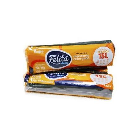 Saco lixo felita clean 15l c/60 rolo