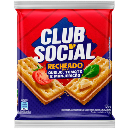 Biscoito club social 106g queijo tomate e manjericão
