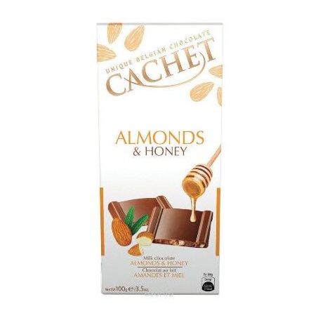 Chocolate ao leite amêndoas e mel cachet 100g
