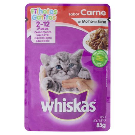 ALIMENTO PARA GATOS FILHOTES 2 A 12 MESES CARNE AO MOLHO WHISKAS SACHÊ