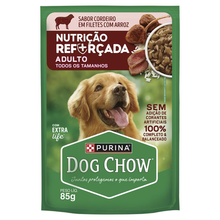 Ração Dog Chow 85g - Adulto - Cordeiro Com Arroz - Sachê