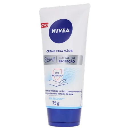 Creme hidratante nivea para mãos antibacteriano 3 em 1 bisnaga 75g 360-3