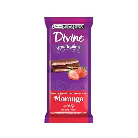 Chocolate divine recheado crema morango 90g